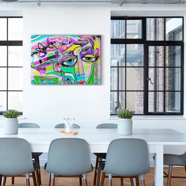 Quadro Decorativo em Tecido Canvas 40x60cm Rosto abstrato II - 2