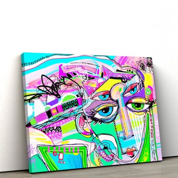 Quadro Decorativo em Tecido Canvas 40x60cm Rosto abstrato II - 1