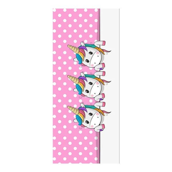 Adesivo Decorativo de Porta - Unicórnios - Rosa - 2658cnpt - 1
