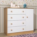 Ver imagem 1 de Cômoda Infantil 95cm 1 Porta e 4 Gavetas Encanto Multimóveis Mp4449 Madeirado/branco