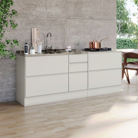 Balcão de Cozinha Fineze 1 Porta 6 Gavetas 100% MDF Areia Hp - Henn