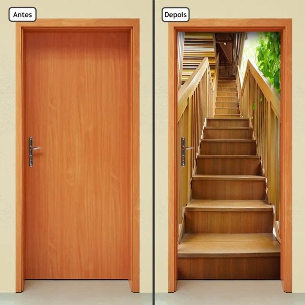 Adesivo Decorativo de Porta - Escada de Madeira - 2481cnpt - 3