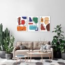Ver imagem 1 de Conjunto Quadros Decorativos Abstrato Contemporaneo, Cores 184x86 ( 3 Pecas 86x60 ), Moldura Caixa, 