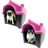 2x Casinha Cristino Tam. N2 Pet Cachorros Cães Casa Plástico Resistente - Rosa - 2