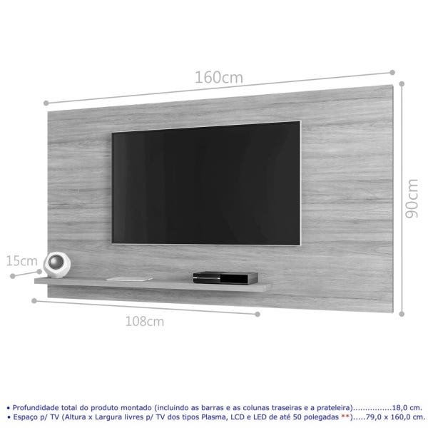 Painel para TV Harare Invertido Preto Fosco - 3