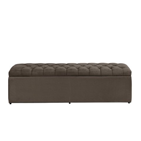 Calçadeira Baú Imperatriz 193 cm Suede Marrom Claro