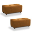 Ver imagem 1 de Kit 2 Puffs Decorativos Merlin Sala de Estar Couro Caramelo Manchado G88 - Gran Belo