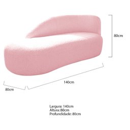 Kit Divã Luna 140cm Lado Esquerdo e 02 Poltronas Base de Ferro Dourado Suede Doce Sonho Móveis Rosa  - 3