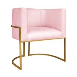 Kit Divã Luna 140cm Lado Esquerdo e 02 Poltronas Base de Ferro Dourado Suede Doce Sonho Móveis Rosa  - 9