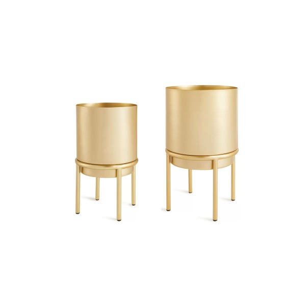 Kit Cachepot Dourado em Metal com Suporte 2Pcs 10974 Mart - 1