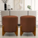 Ver imagem 1 de Kit 2 Puff Redondo Veludo com Pés em Madeira Maciça Decorativo Sala Quarto - Terracota