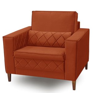 Poltrona Decorativa Para Sala 1 Lugar Lara Veludo Isofa:Laranja