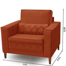 Poltrona Decorativa Para Sala 1 Lugar Lara Veludo Isofa:Laranja - 2