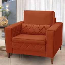 Poltrona Decorativa Para Sala 1 Lugar Lara Veludo Isofa:Laranja - 3