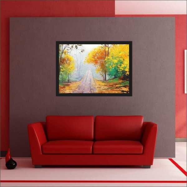 Quadro Decorativo Abstrato Paisagem Linhas Modernas Salas Decorações Recepção Interiores Com Moldura - 2