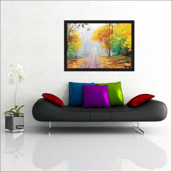 Quadro Decorativo Abstrato Paisagem Linhas Modernas Salas Decorações Recepção Interiores Com Moldura - 1