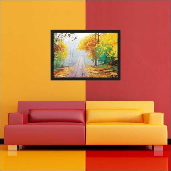 Quadro Decorativo Abstrato Paisagem Linhas Modernas Salas Decorações Recepção Interiores Com Moldura - 3