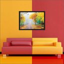 Ver imagem 3 de Quadro Decorativo Abstrato Paisagem Linhas Modernas Salas Decorações Recepção Interiores Com Moldura