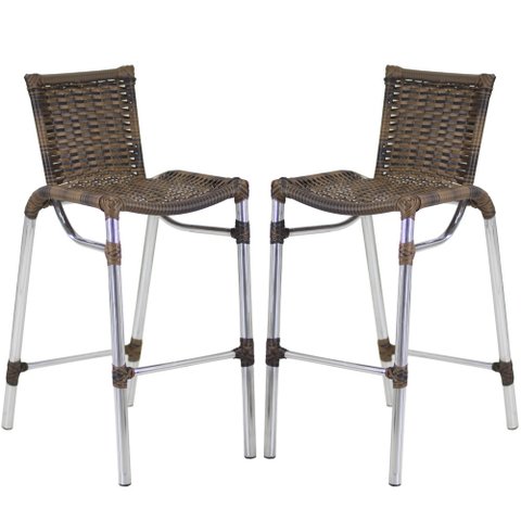 Kit 2 Banquetas Alumínio Fortaleza Alta para Balcão Cozinha Bar Trama Original