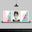 Ver imagem 1 de Kit 3 Quadros Abstratos Audrey Chiclete 24x18cm - com vidro:Madeira preta