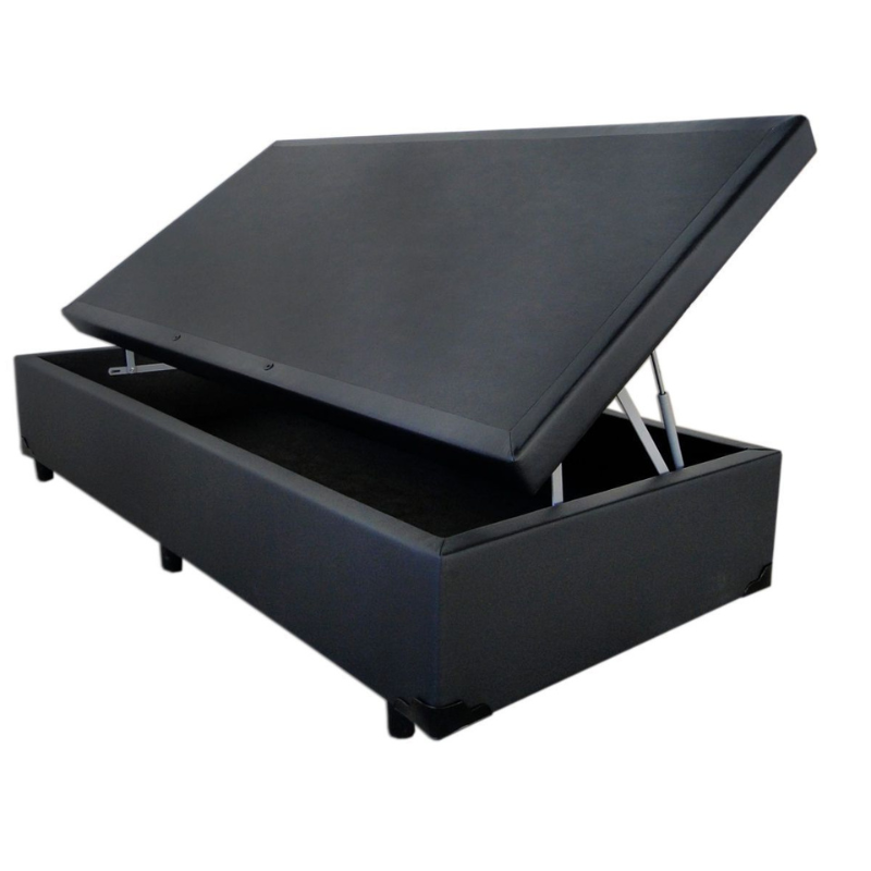 Cama Box Baú Solteiro 78 X 188 - Sintético Preto