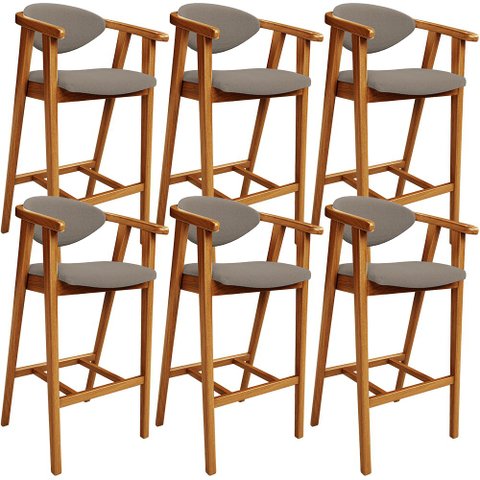 Kit 06 Banquetas Alta Para Cozinha Sala de Jantar Fixa Cecília L02 Bouclê Bege - Lyam Decor
