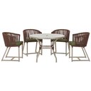 Ver imagem 1 de Mesa com 4 Cadeiras de Jantar Roma 100cm e Noronha em Aluminío Fendi Corda Nautica Estofado 13 Trama