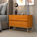 Ver imagem 1 de Kit Mesa de Cabeceira Eros 60 Base Dourada Mm:naturale