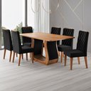 Ver imagem 1 de Mesa de Jantar 6 Lugares Lana Mel/veludo Preto - Viero Móveis