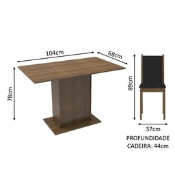 Conjunto Sala de Jantar Mesa Tampo de Madeira 4 Cadeiras Talita Madesa - 6