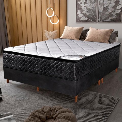 Colchão King Molas Ensacadas Vougue + Base 193x203x67
