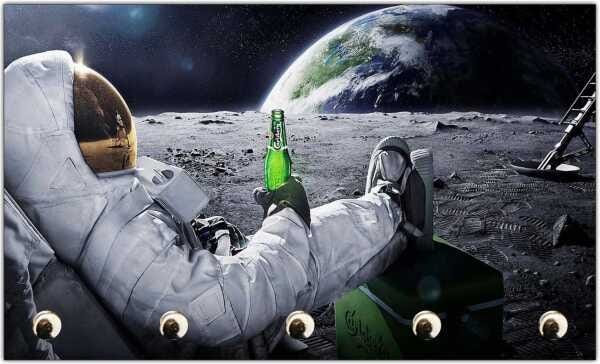 Porta Chaves Astronauta Lua Cerveja Planetas Universo Cosmos Estrelas Espaço Organizador Chaveiros - 1