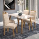 Ver imagem 1 de Conjunto Sala de Jantar Mesa Adele 130x80 cm e 4 Cadeiras Paola Cimol Madeira/Off White/Nature/Nude