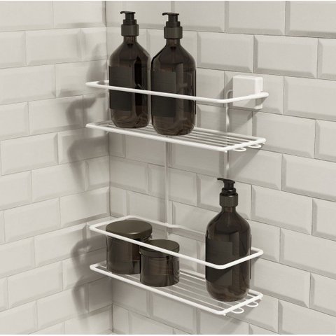 Porta Shampoo Duplo - Linha Premium Decotec Branco