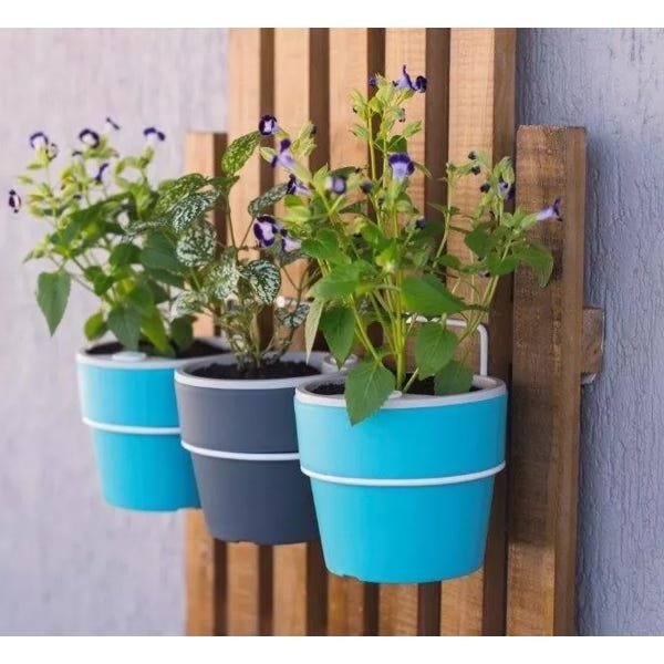3 Suportes Aço Epóxi Para Vaso Médio De Flor Jardim Parede - 4