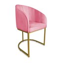 Ver imagem 1 de Poltrona Mia Suede Rosa Base Metálica Dourada - Belliv Decor