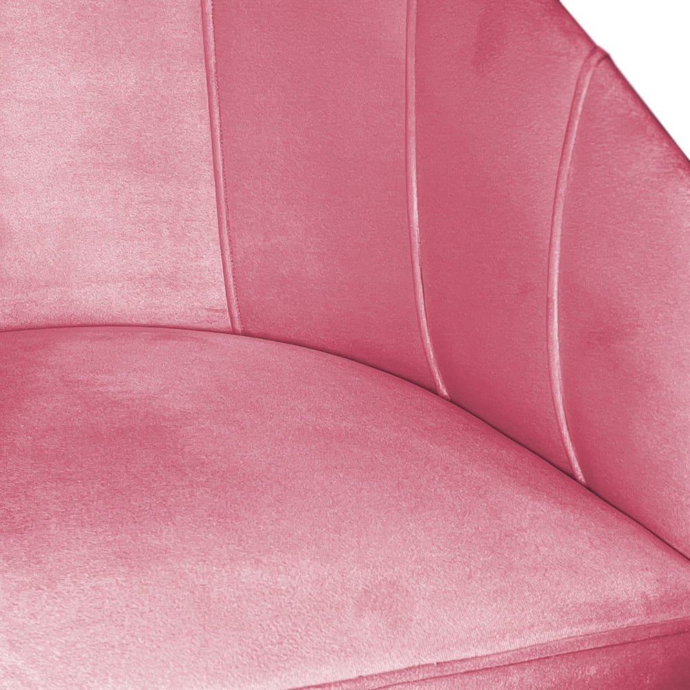 Poltrona Mia Suede Rosa Base Metálica Dourada - Belliv Decor - 3