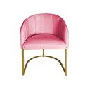 Ver imagem 2 de Poltrona Mia Suede Rosa Base Metálica Dourada - Belliv Decor