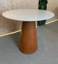 Ver imagem 2 de Mesa de Jantar Cone 70cm Base Madeira Natural Mogno e Tampo Mármore Branco Extra