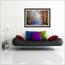 Ver imagem 2 de Quadro Decorativo Paisagem Árvores Abstrato Salas Decorações Recepção Interiores Com Moldura