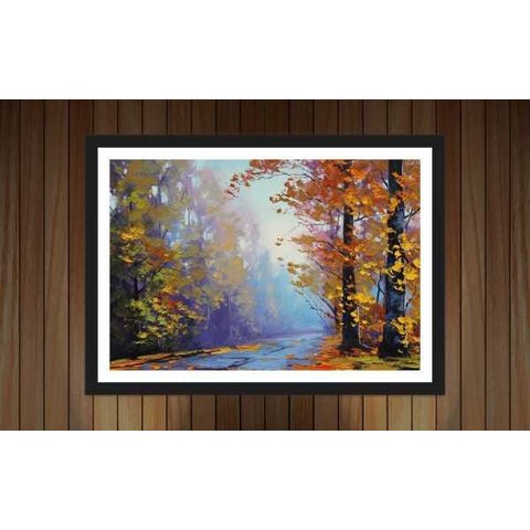 Quadro Decorativo Paisagem Árvores Abstrato Salas Decorações Recepção Interiores Com Moldura