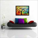 Ver imagem 2 de Quadro Decorativo Árvore Abstrato Linhas Arte Modernas Salas Decorações Recepção Com Moldura