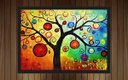 Ver imagem 1 de Quadro Decorativo Árvore Abstrato Linhas Arte Modernas Salas Decorações Recepção Com Moldura