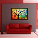 Ver imagem 5 de Quadro Decorativo Árvore Abstrato Linhas Arte Modernas Salas Decorações Recepção Com Moldura