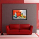 Ver imagem 2 de Quadro Decorativo Abstrato Linhas Arte Modernas Recepção Escritórios Consultórios Salas Com Moldura