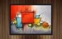Ver imagem 1 de Quadro Decorativo Abstrato Linhas Arte Modernas Recepção Escritórios Consultórios Salas Com Moldura