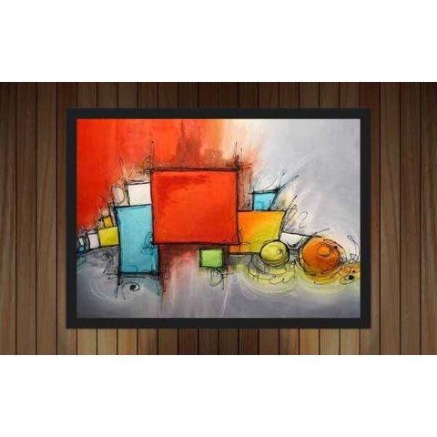 Quadro Decorativo Abstrato Linhas Arte Modernas Recepção Escritórios Consultórios Salas Com Moldura