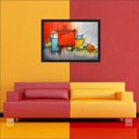 Ver imagem 3 de Quadro Decorativo Abstrato Linhas Arte Modernas Recepção Escritórios Consultórios Salas Com Moldura