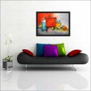 Ver imagem 4 de Quadro Decorativo Abstrato Linhas Arte Modernas Recepção Escritórios Consultórios Salas Com Moldura