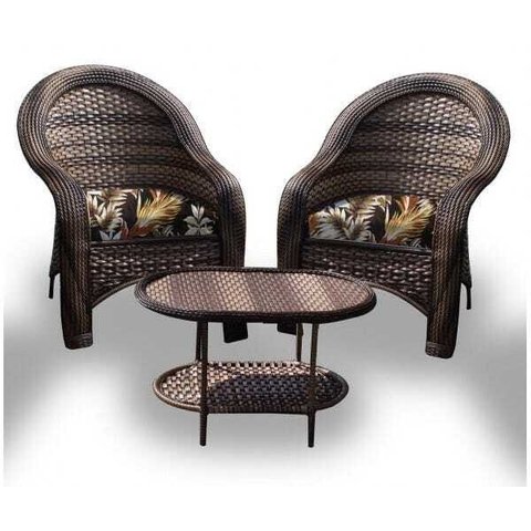 Conjunto de Poltronas Fibra Sintética Tóquio - 2 Poltronas + 1 Mesa Centro - Tecido Revieira